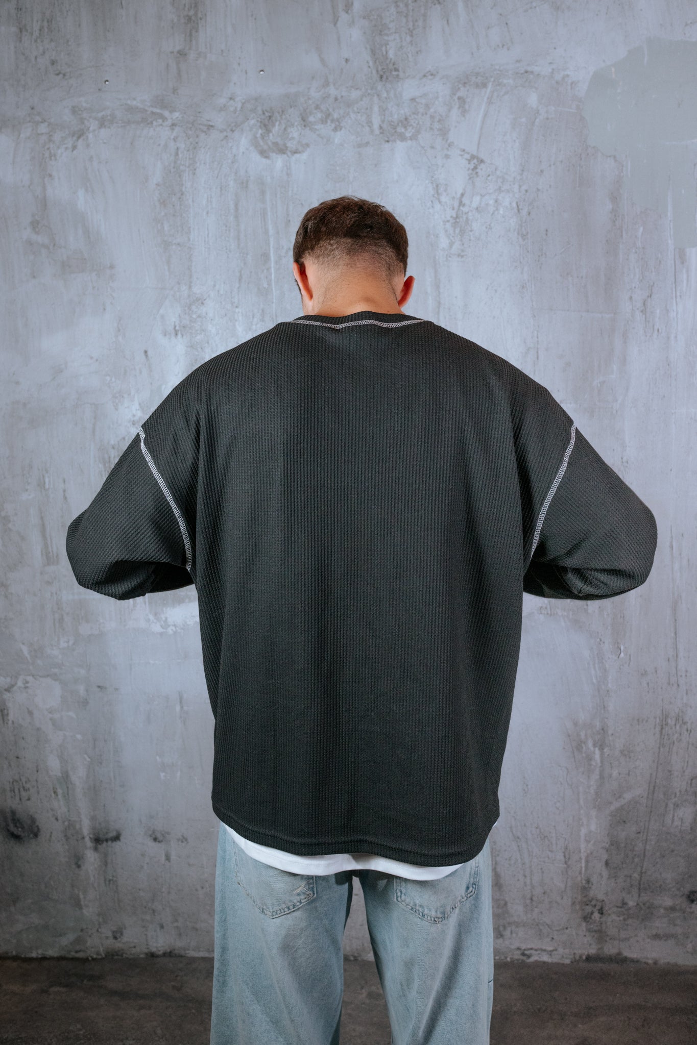 Polera Manga larga / Waffle negro