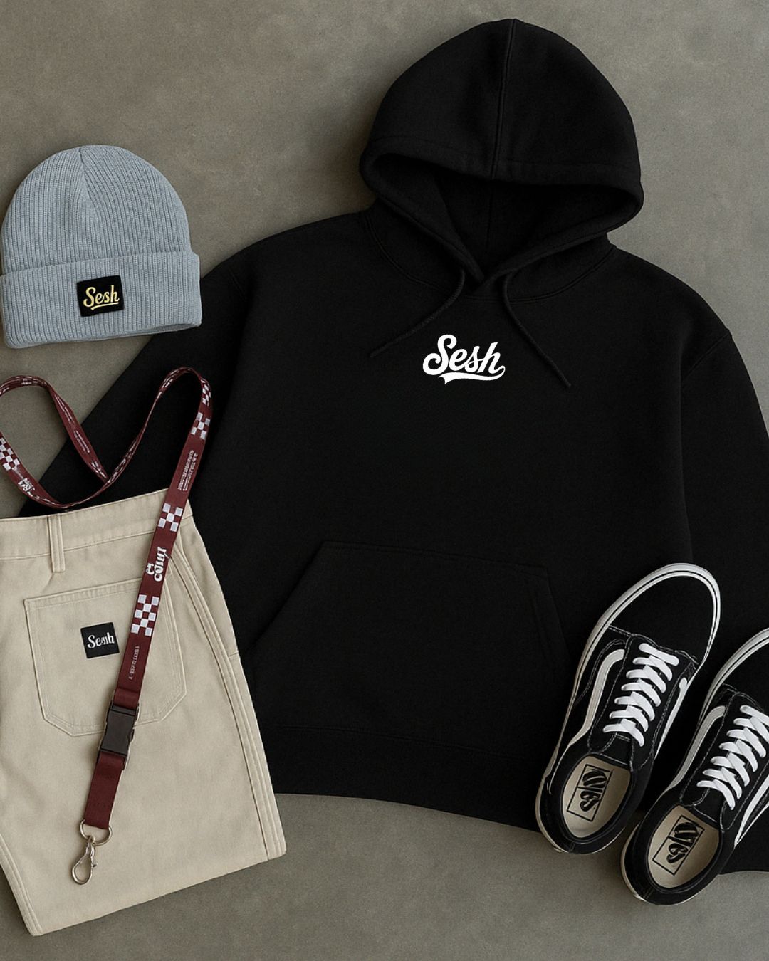 A25 PROMO PACK POLERON NEGRO+GORRO+LANYARD