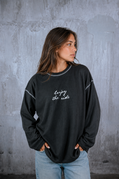 Polera Manga larga flor colgante / Waffle