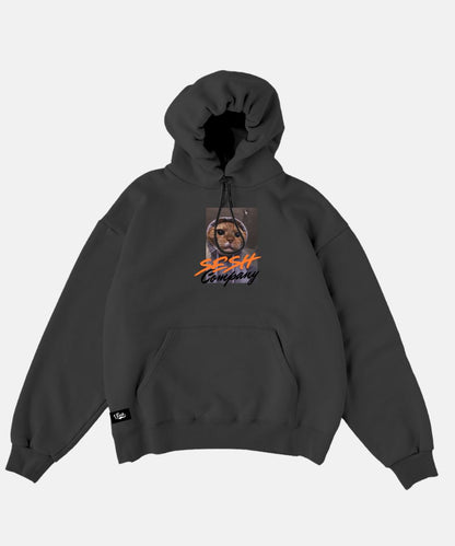 Polerón Cat Negro SESH | Hoodie Gato Estampado Chile