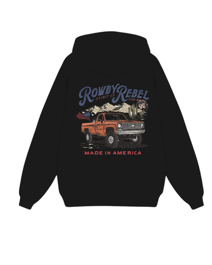 Polerón Vintage Truck Negro SESH | Hoodie Retro Chile