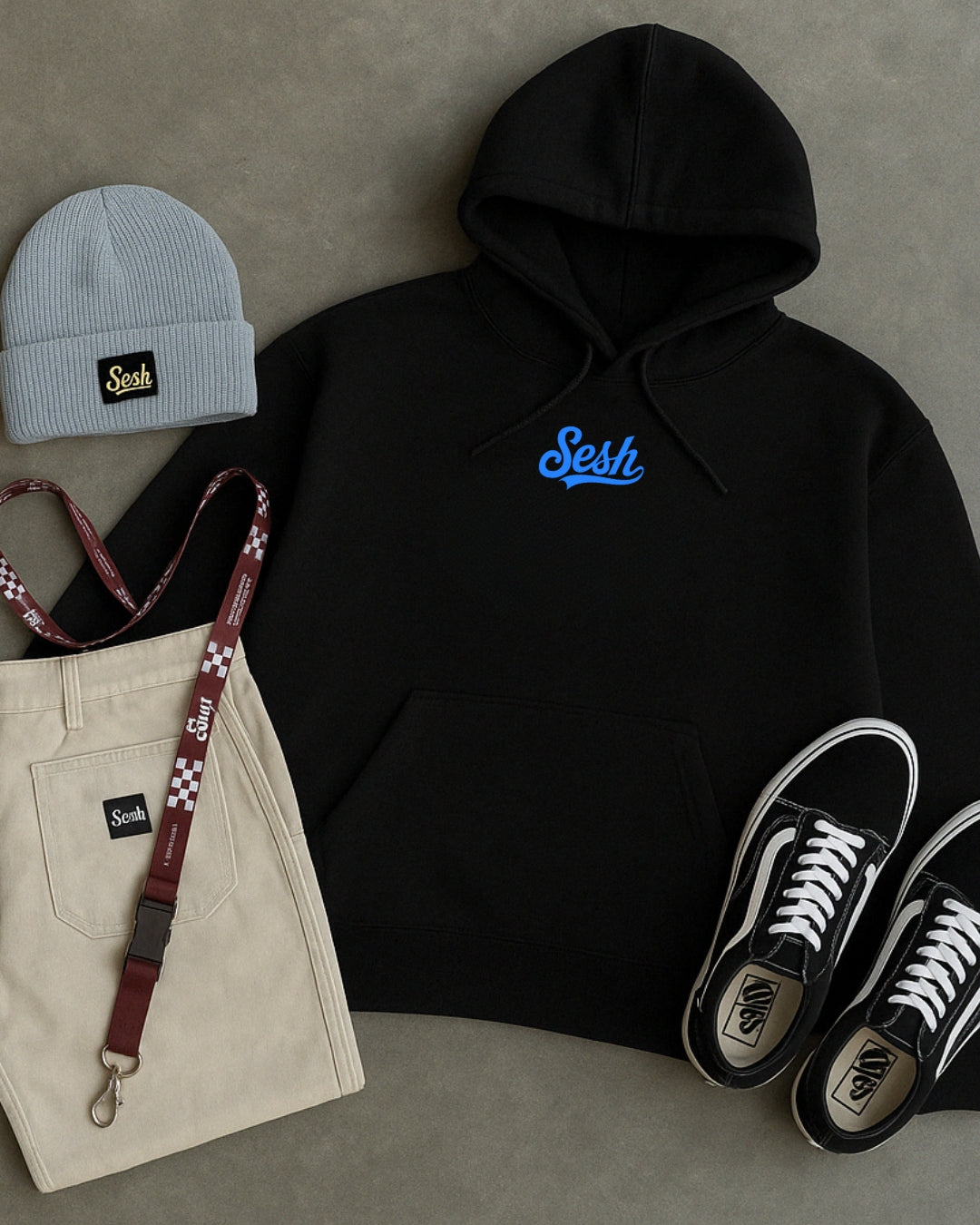 A25 PROMO PACK POLERON NEGRO+GORRO+LANYARD