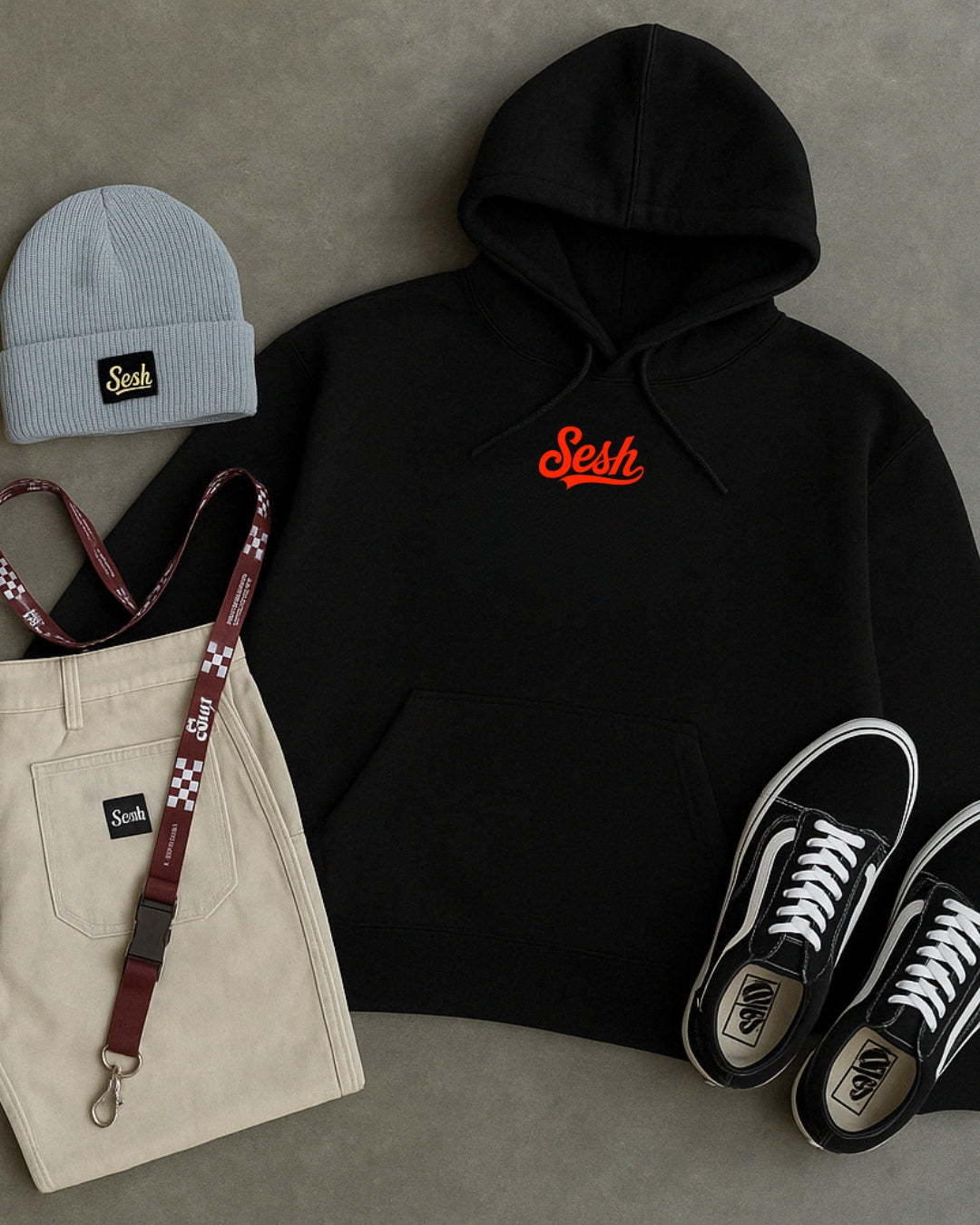 A25 PROMO PACK POLERON NEGRO+GORRO+LANYARD