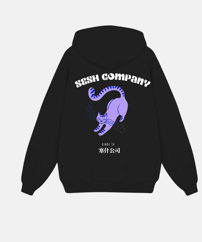 Polerón Cat Morado SESH | Hoodie Gato Estampado Chile