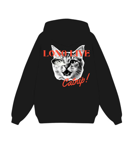 Polerón Catnip Negro SESH | Hoodie Gato Estampado Chile