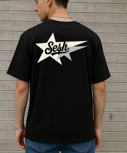 Polera 2 Star SESH | Polera Estampada Negro y Gris Chile