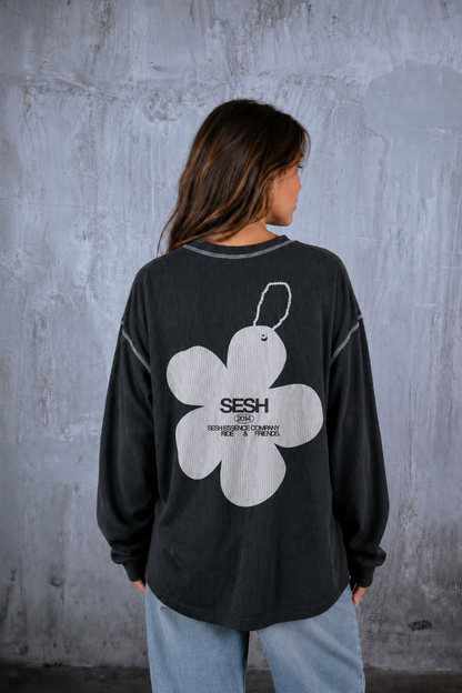 Polera Manga larga flor colgante / Waffle
