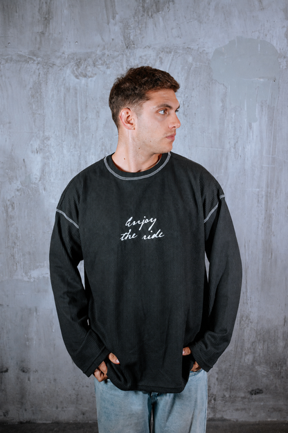 Polera Manga larga flor colgante / Waffle