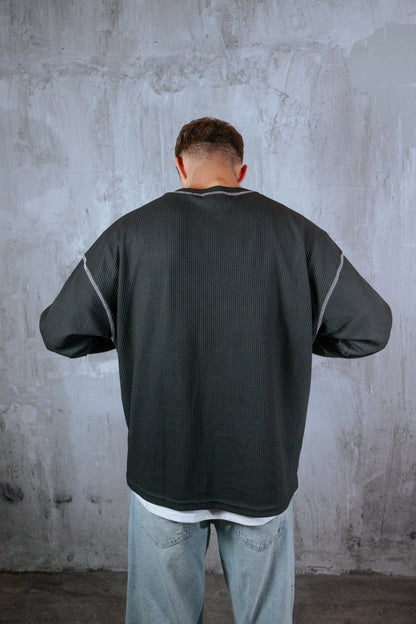 Polera Manga larga / Waffle negro