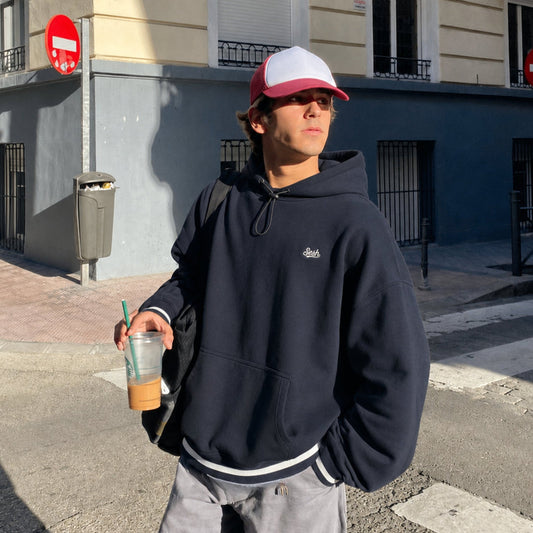 Polerón White Line – SESH | Hoodie Negro Premium Oversize Chile