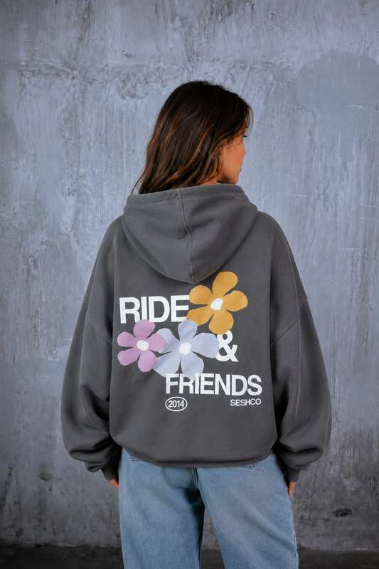 Poleron Gris Flor R&F | Boxy Fit mujer