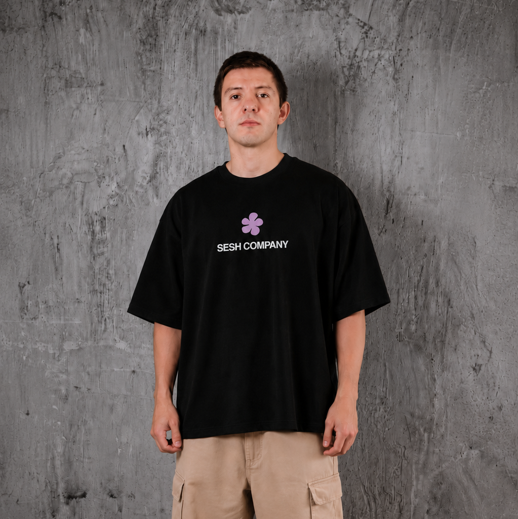 Polera flor Negra — oversize