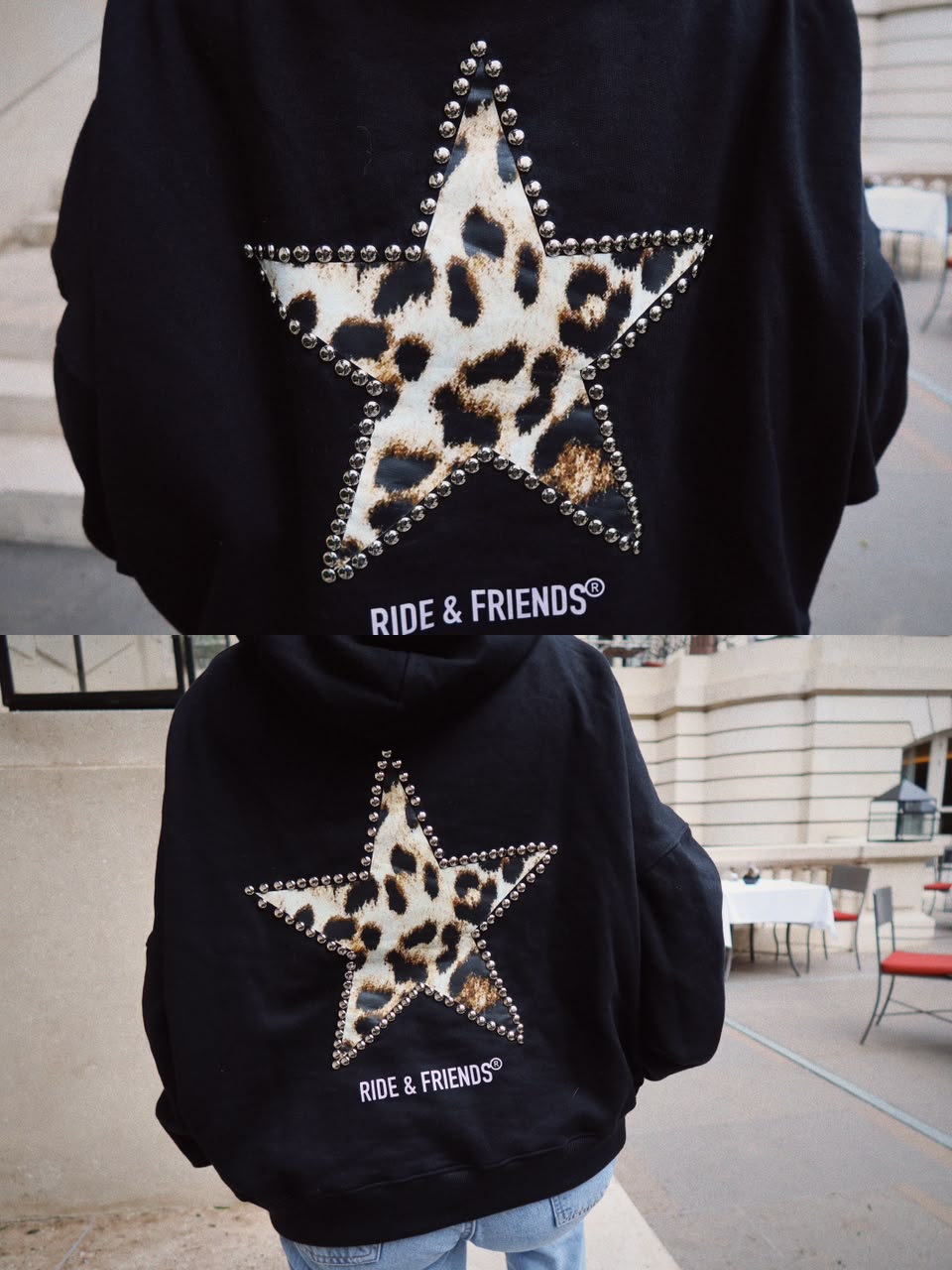 Polerón Negro Estrella Print — Boxy Mujer