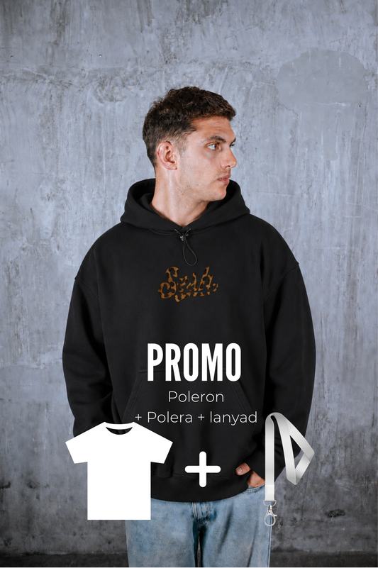PROMO PRINT NEGRO/ Poleron+Polera+lanyard